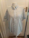 Mens Thomas Nash Size 17" Blue Short Sleeved Shirt Cotton Rich Slight Marked...
