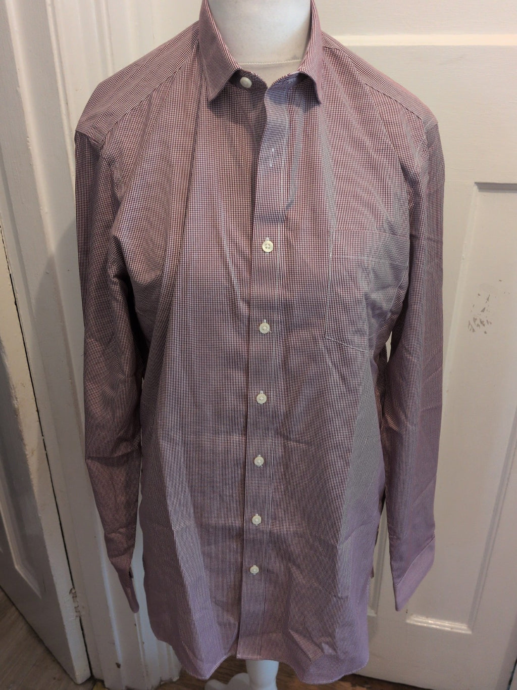 L Tall 80's 2 Ply Purple And White Long Sleeve Shirt