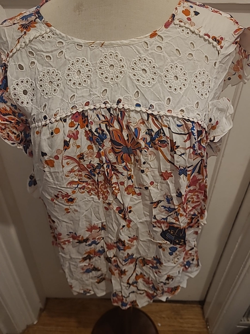 Ladies M&S Size 12 Multicoloured Floral Cap Sleeved Blouse