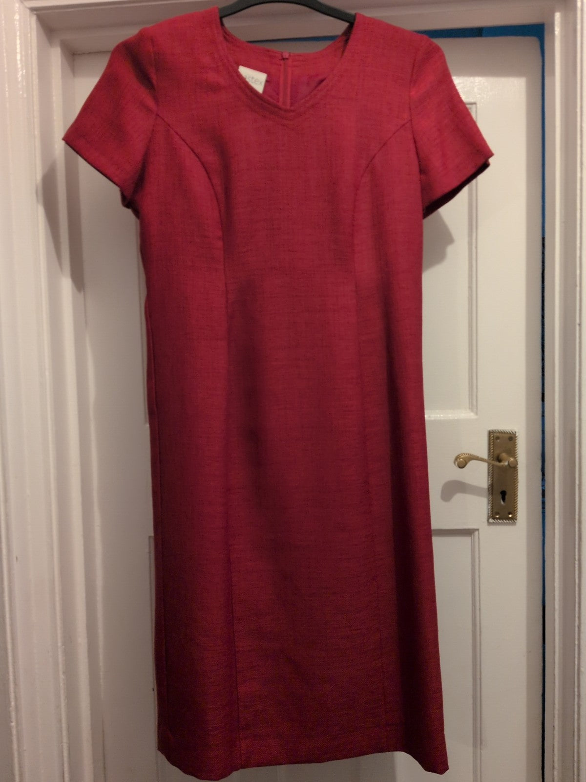 Eastex 12 Cerise Pink Lined Short Sleeve Dress Midi-lomg