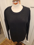Ladies New Look Size Large Black Ribbed Pullover Jumper Round Neck