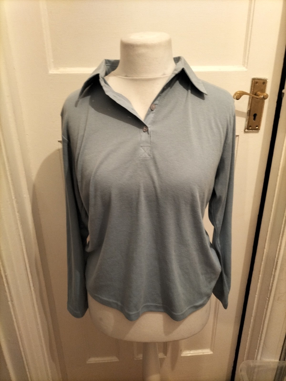 Ladies First Avenue Size XL Blue Collared Polo Long Sleeve