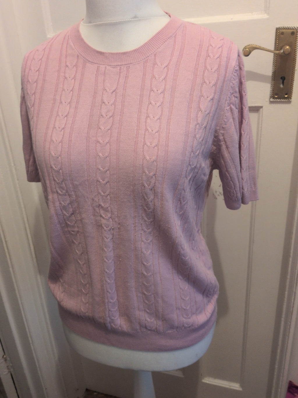 Tu Woman 14 Pale Purple Texture Short Sleeve Jumper Top