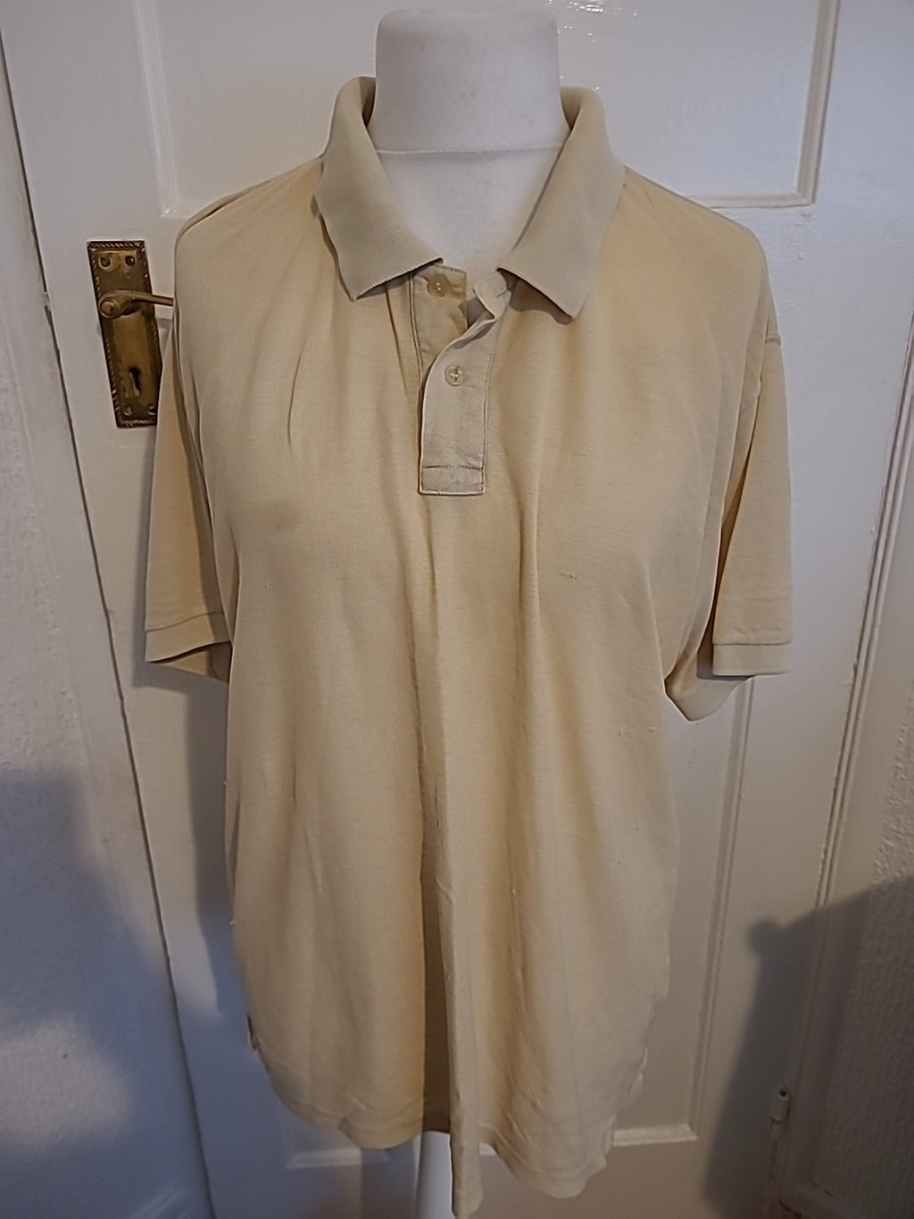 Mens Classic Style Size XL Beige Short Sleeved Polo