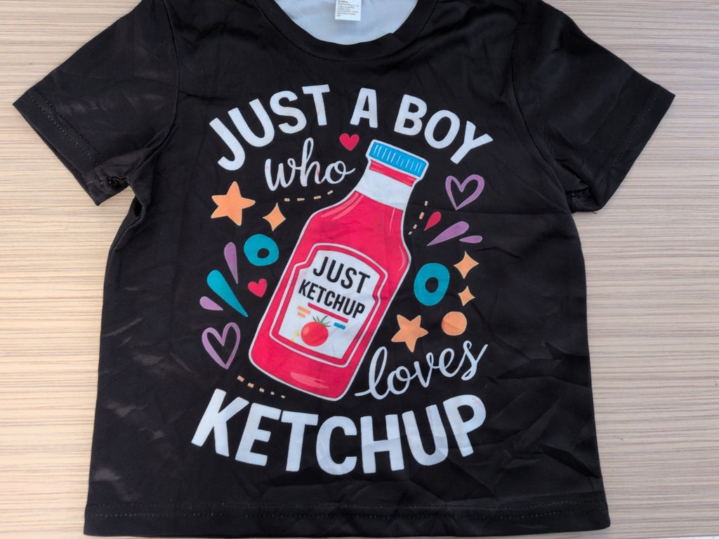 110cm Black Short Sleeve T-shirt Ketchup Couple Small Marks