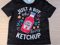 110cm Black Short Sleeve T-shirt Ketchup Couple Small Marks
