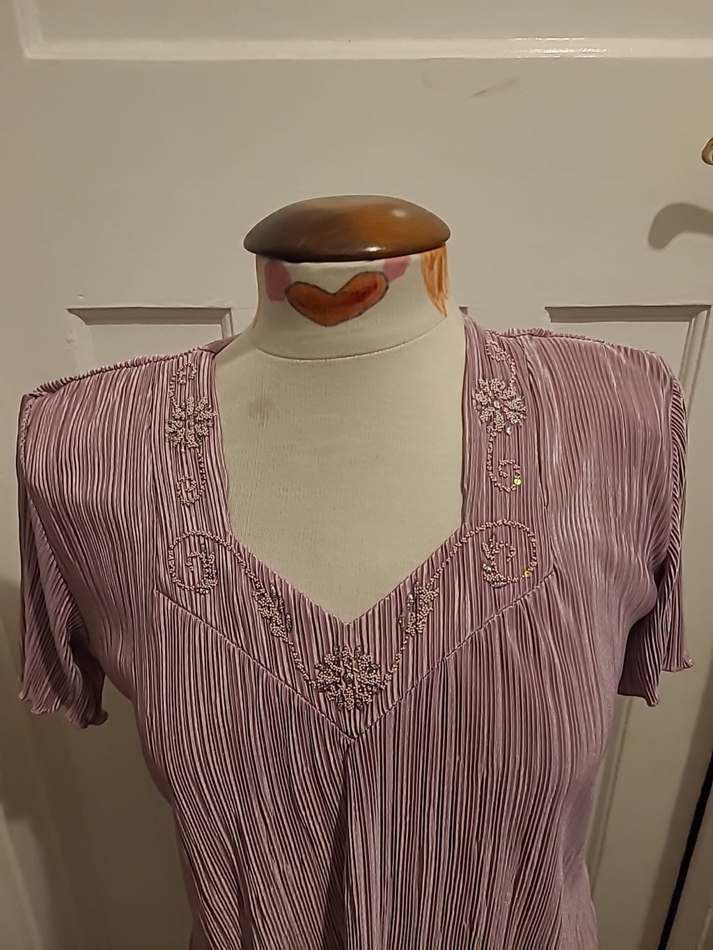Ladies Forever Size Small Purple Crinkle Short Sleeved Blouse