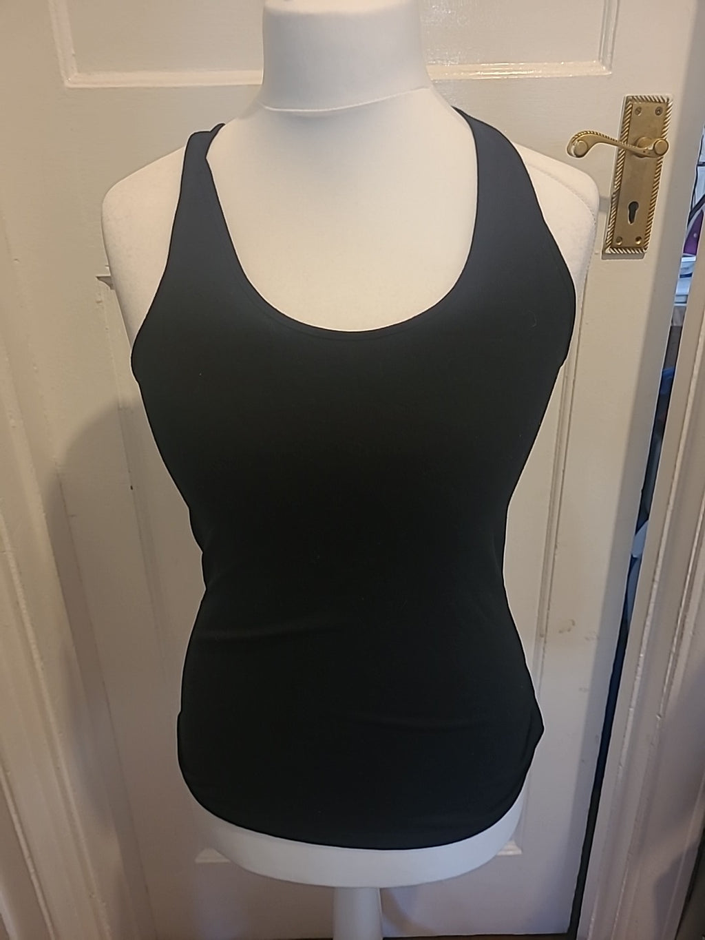 Ladies Size Large Black With Lace Upper Back Sleeveless Tshirt