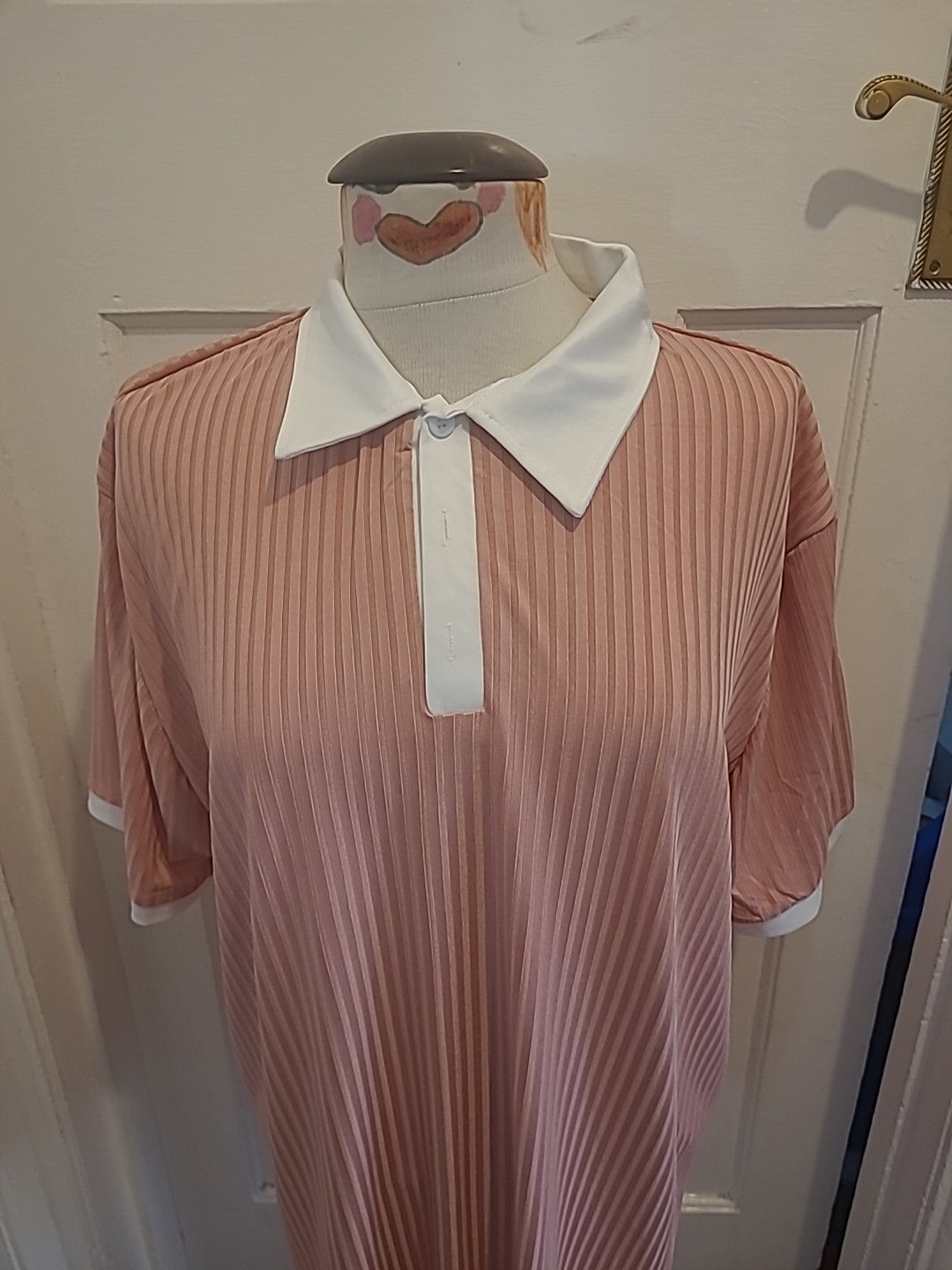 Mens Size 2XL Pink Patterned Short Sleeved Polo
