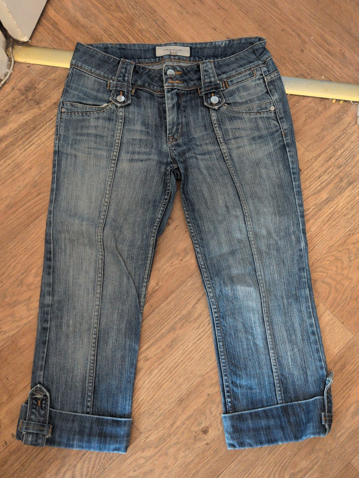 Ladies Karen Millen Size 10 Blue Cropped Denim Jeans