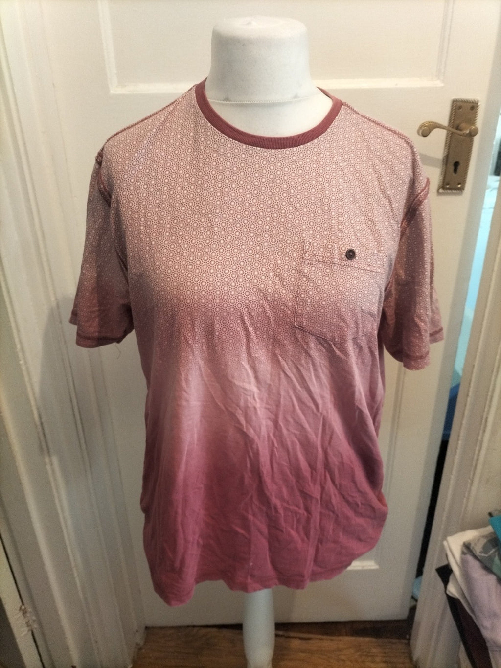 North Coast Tailored Large Wine Coloured Pattern Short Sleeve T-shirt