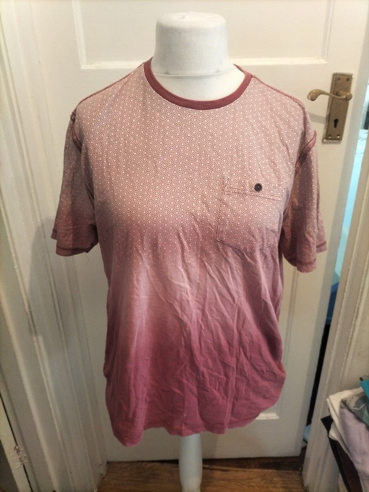 North Coast Tailored Large Wine Coloured Pattern Short Sleeve T-shirt