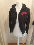 Ladies Size Medium Black And Pink Pullover Print Full Zip Hoodie