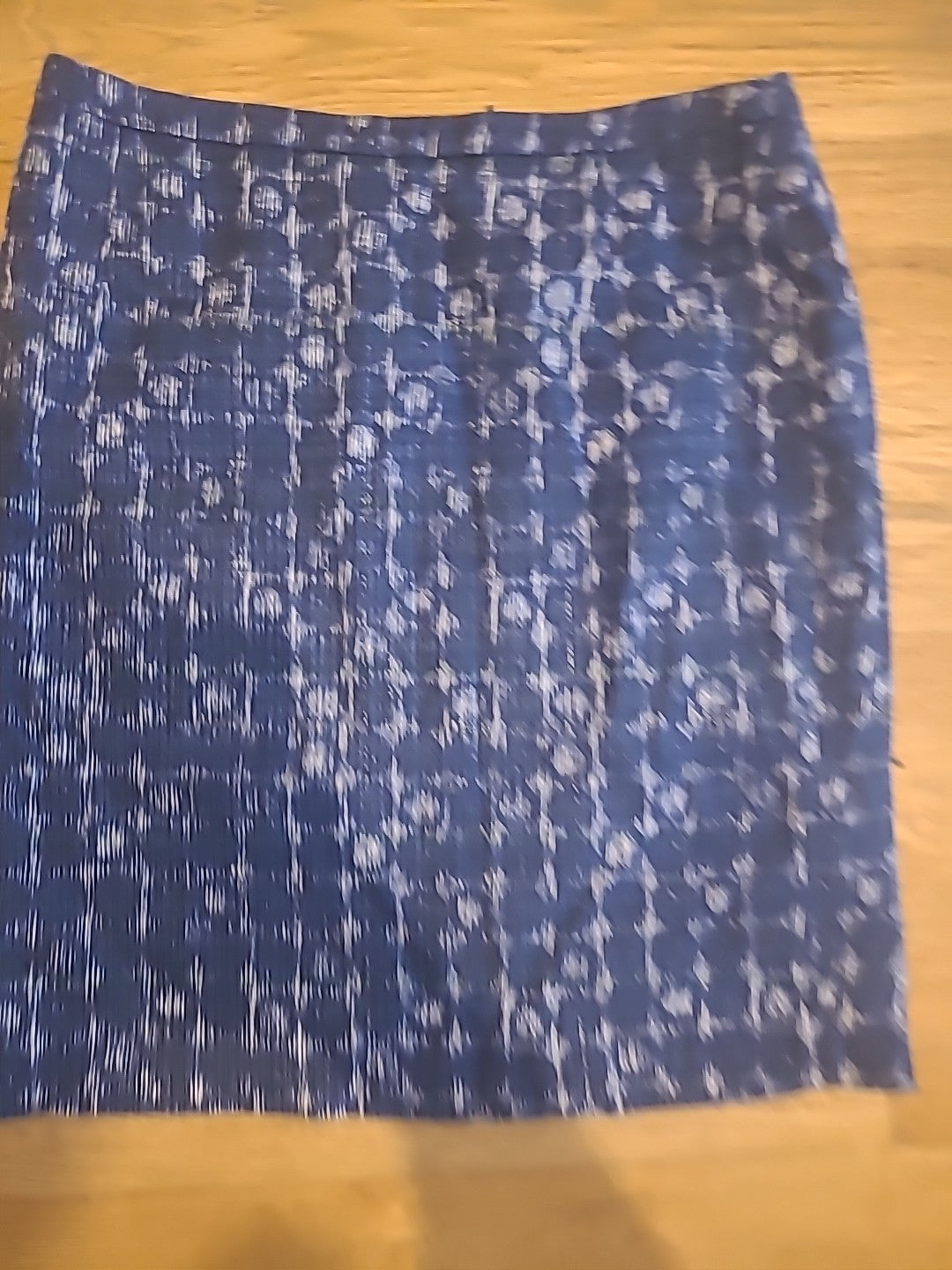Ladies Jigsaw Size 8 Blue White Designed Lined Pencil Skirt