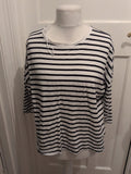 Papaya XL White With Navy Stripes Long Sleeve T-shirt