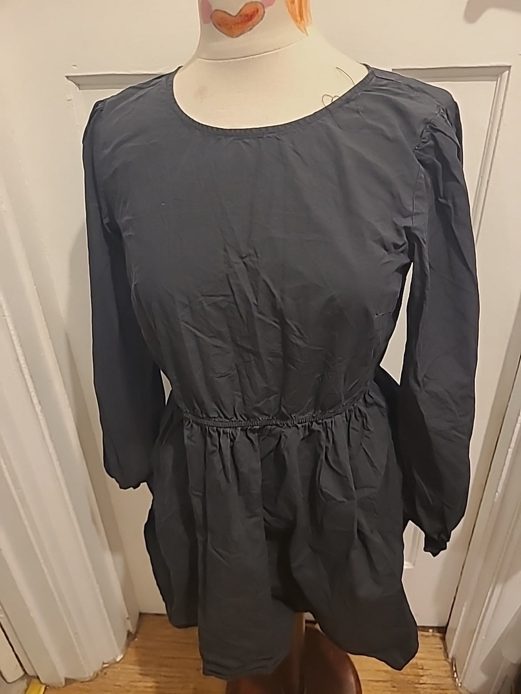 Ladies Missguided Size 10 Black Fit And Flare Long Sleeved Dress