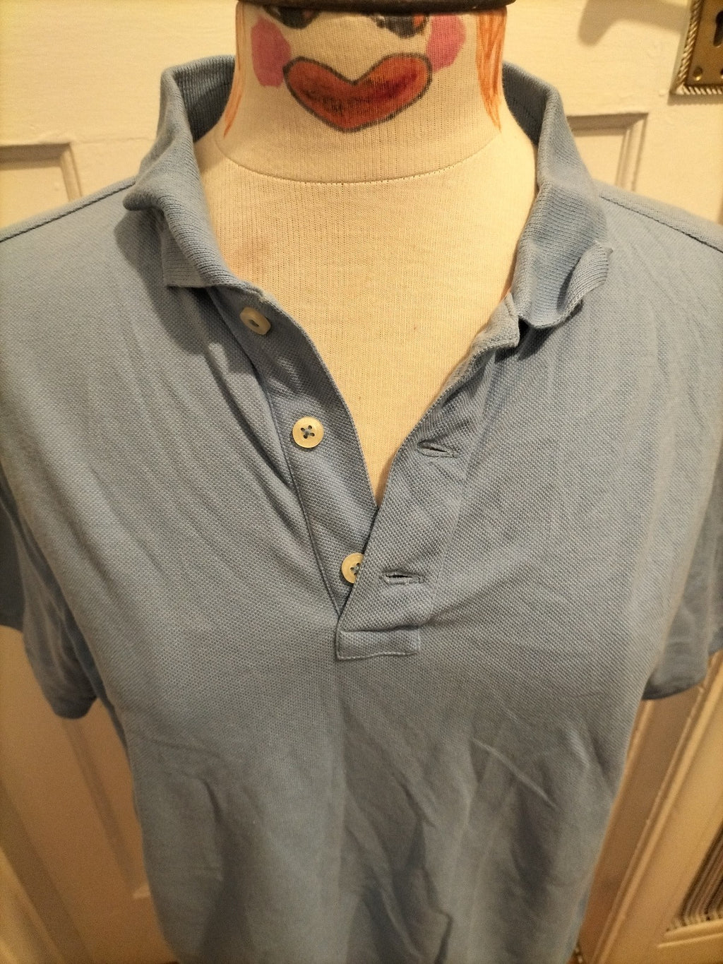 Mens Racing Green Size Large Standard Fit Blue Polo Shirt
