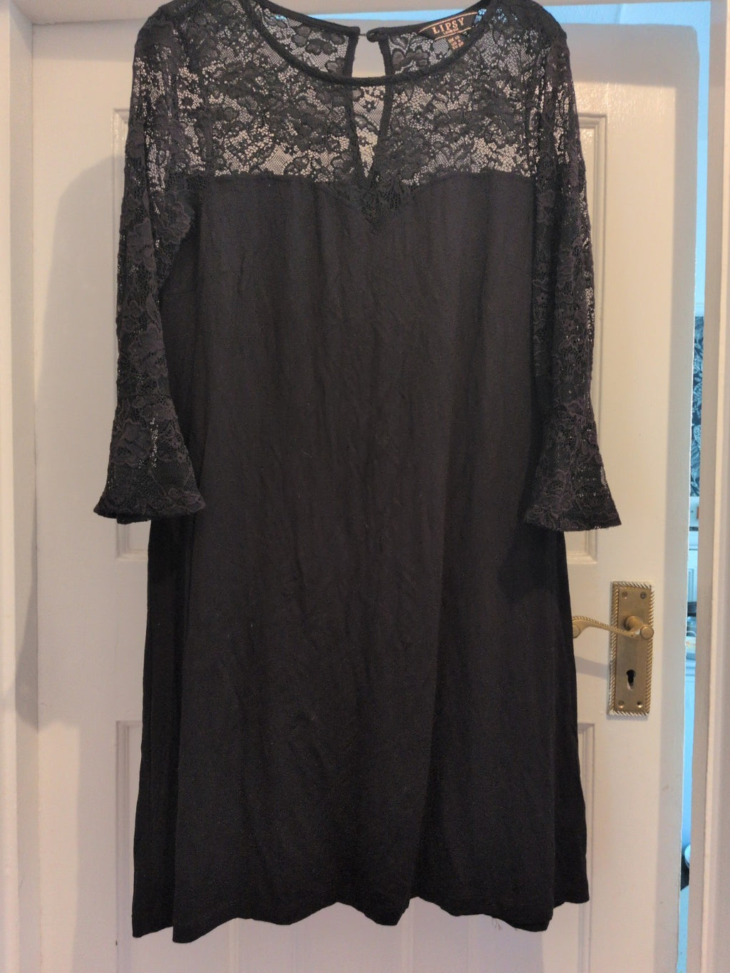 Lipsy London 10 Black Lacey Long Sleeve Dress