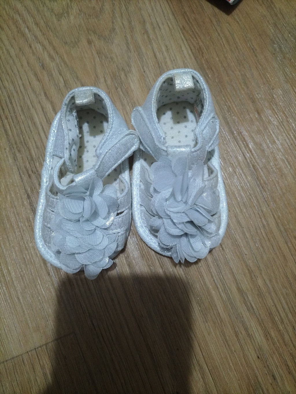 Baby Girls 3-6 Months White Frilly Soft Shoes