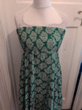 Medium Green And White Pattern Sleeveless And Strapless Dress