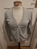 Ladies New Look Size Small Grey Ribbed Long Sleeved Cardigan
