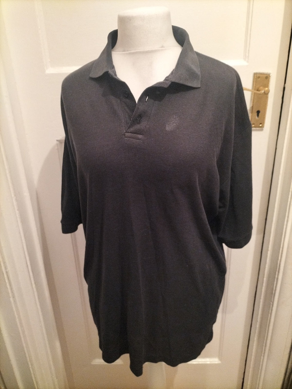 Mens Classic Size L Black Short Sleeved Polo