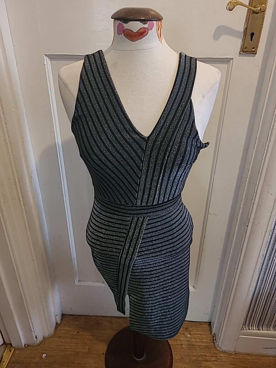 Ladies Miss Selfridge Size 10 Silver Split Hem Sleeveless Dress