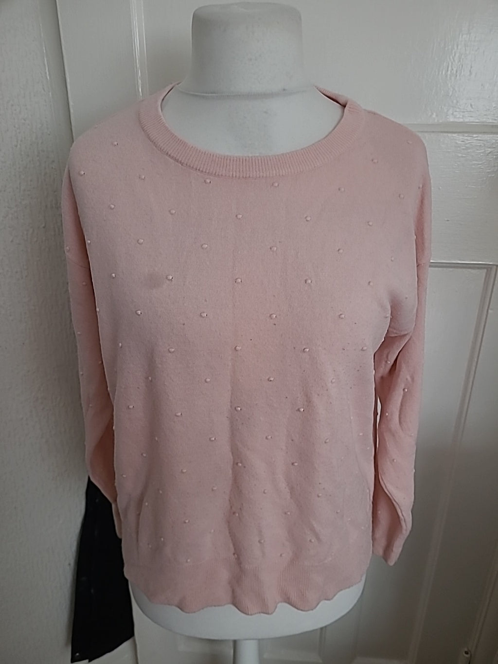 F&F 12 Baby Pink Raised Texture Long Sleeved Pullover Jumper