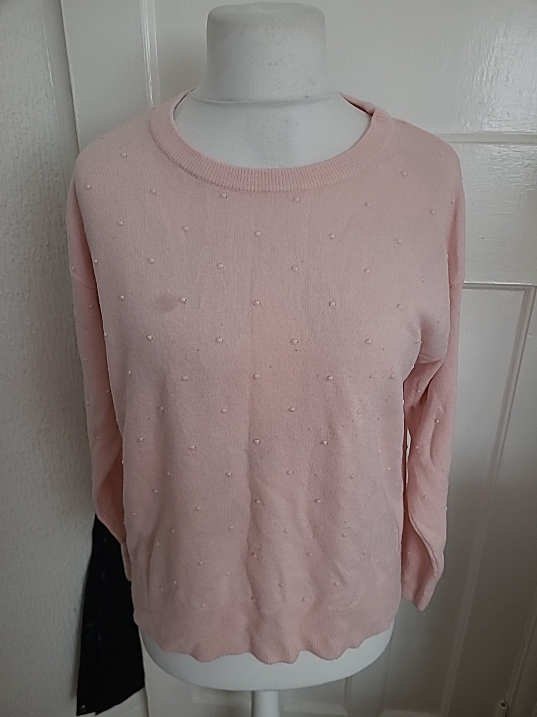 F&F 12 Baby Pink Raised Texture Long Sleeved Pullover Jumper