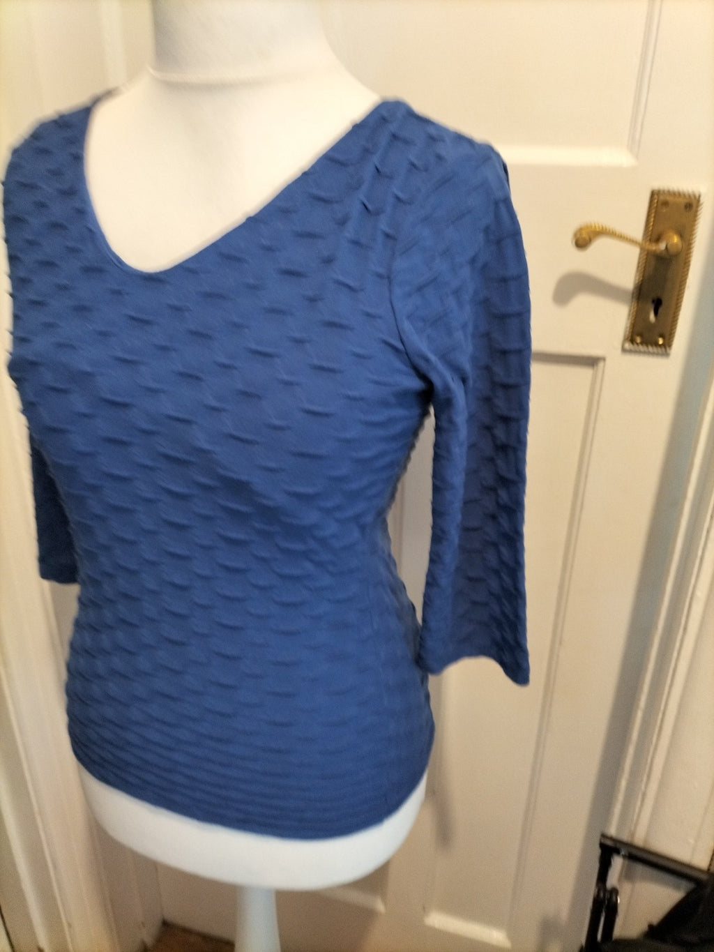 Ladies Size 8 Per Una 3/4 Sleeve Blue