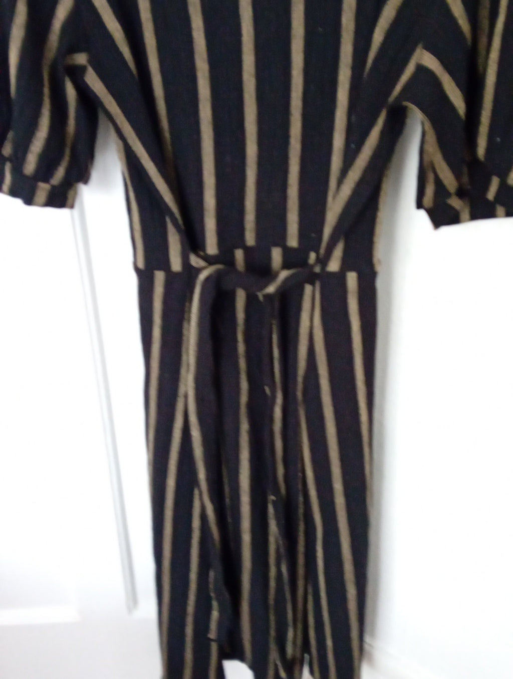 Ladies F&F Black And Gold Stripe Dress Size 12