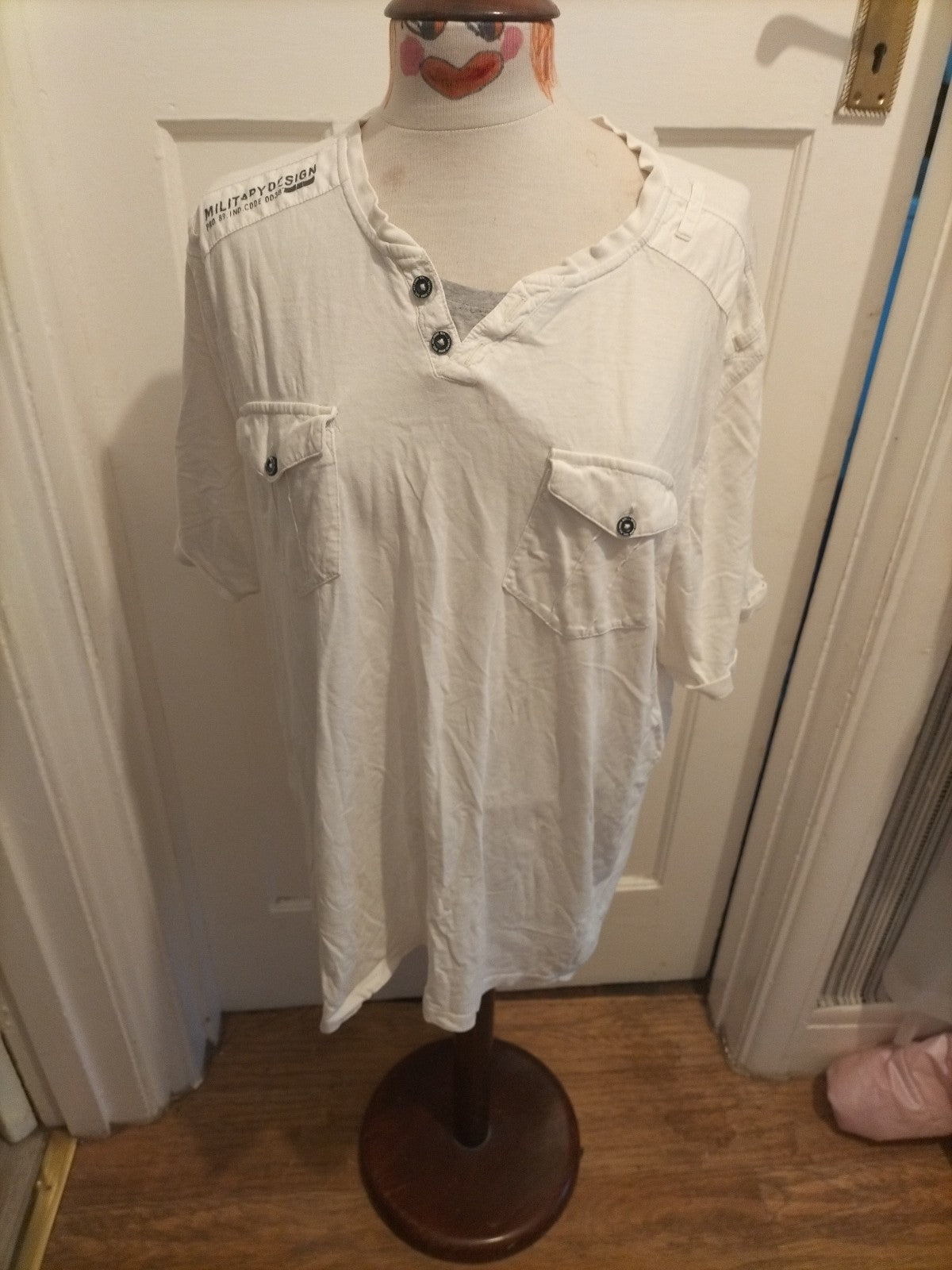 Mens George Size 2XL White Short Sleeved Pocket Shirt