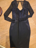 Ladies Lipsy Size 8 Black Mesh Long Sleeved Dress