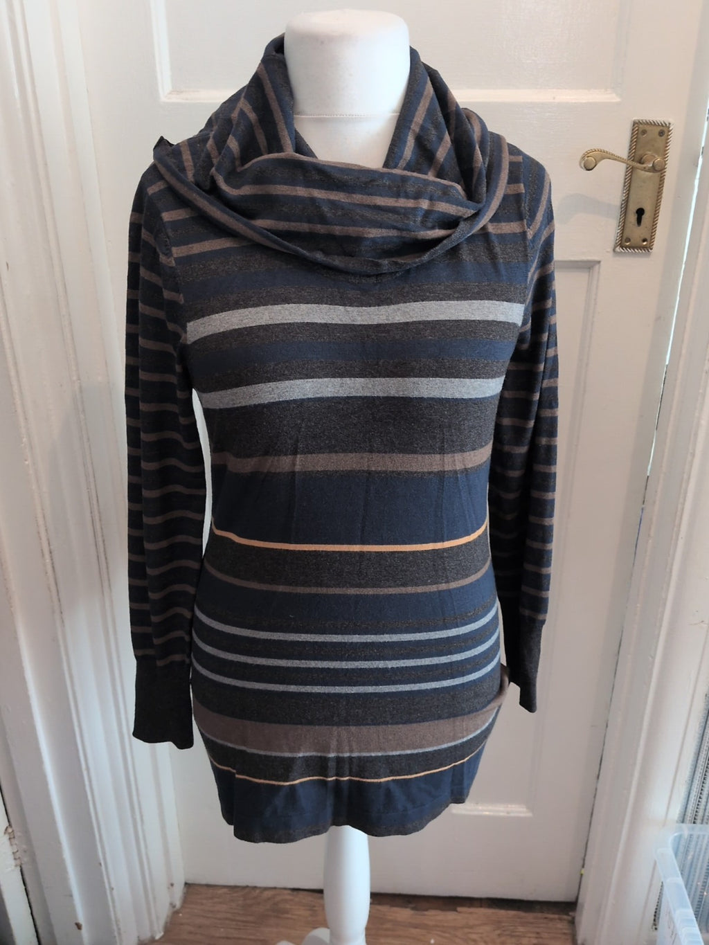 Gerry Weber 12 Navy/Grey/Brown Roll High Neck Jumper