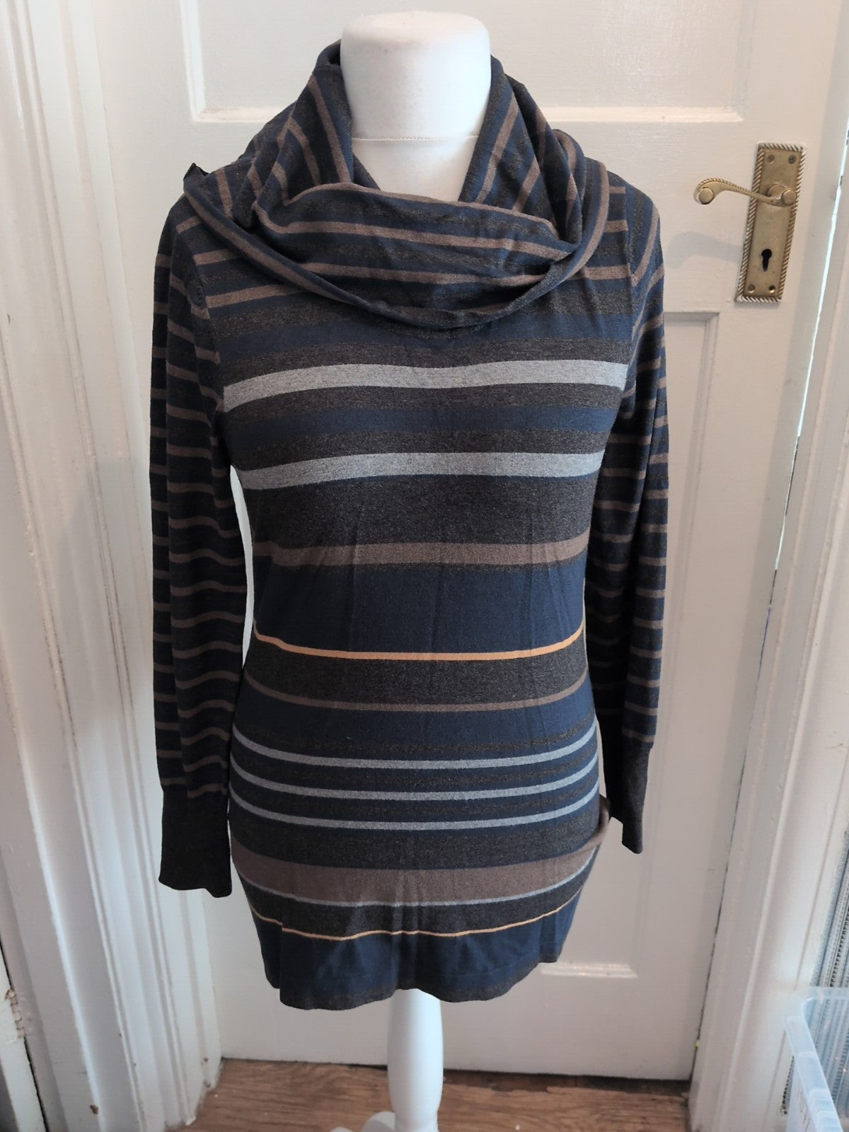 Gerry Weber 12 Navy/Grey/Brown Roll High Neck Jumper