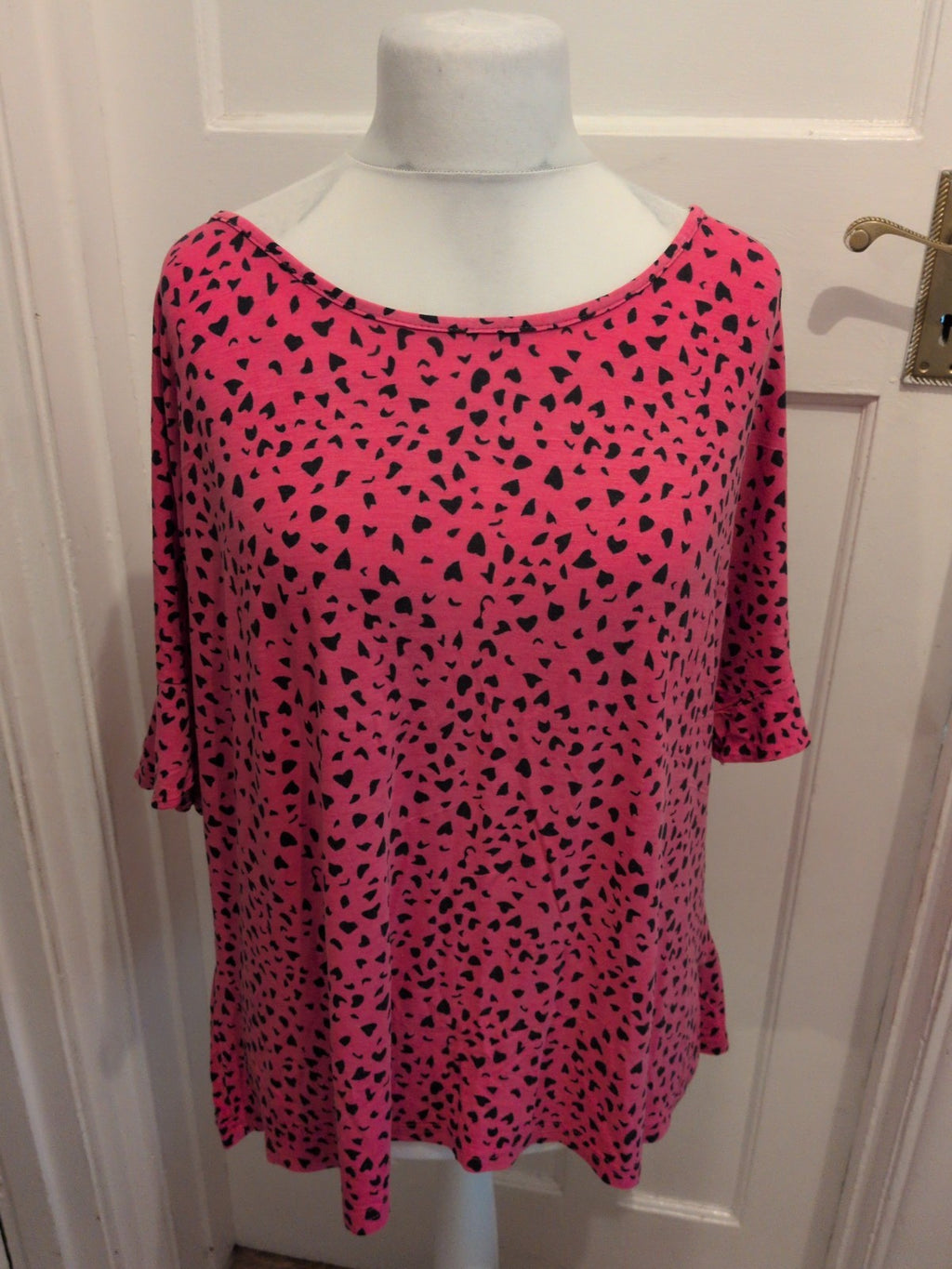 George 20-22 Pink And Black Short Sleeve Pyjama Top