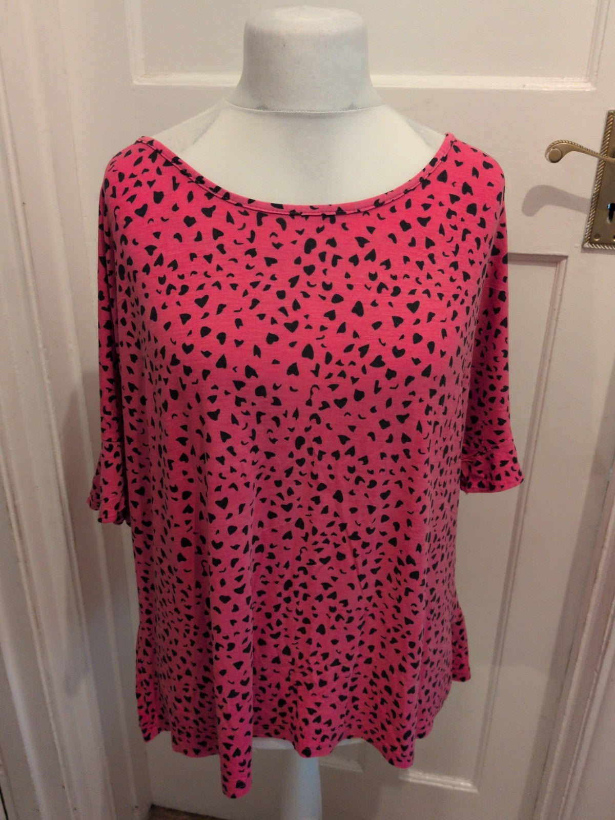 George 20-22 Pink And Black Short Sleeve Pyjama Top