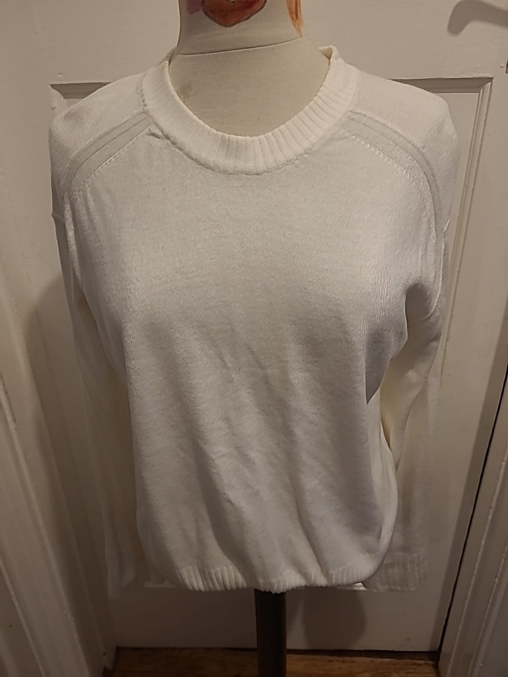 Mens Next Size Small White Ribbed Pullover Jumper
