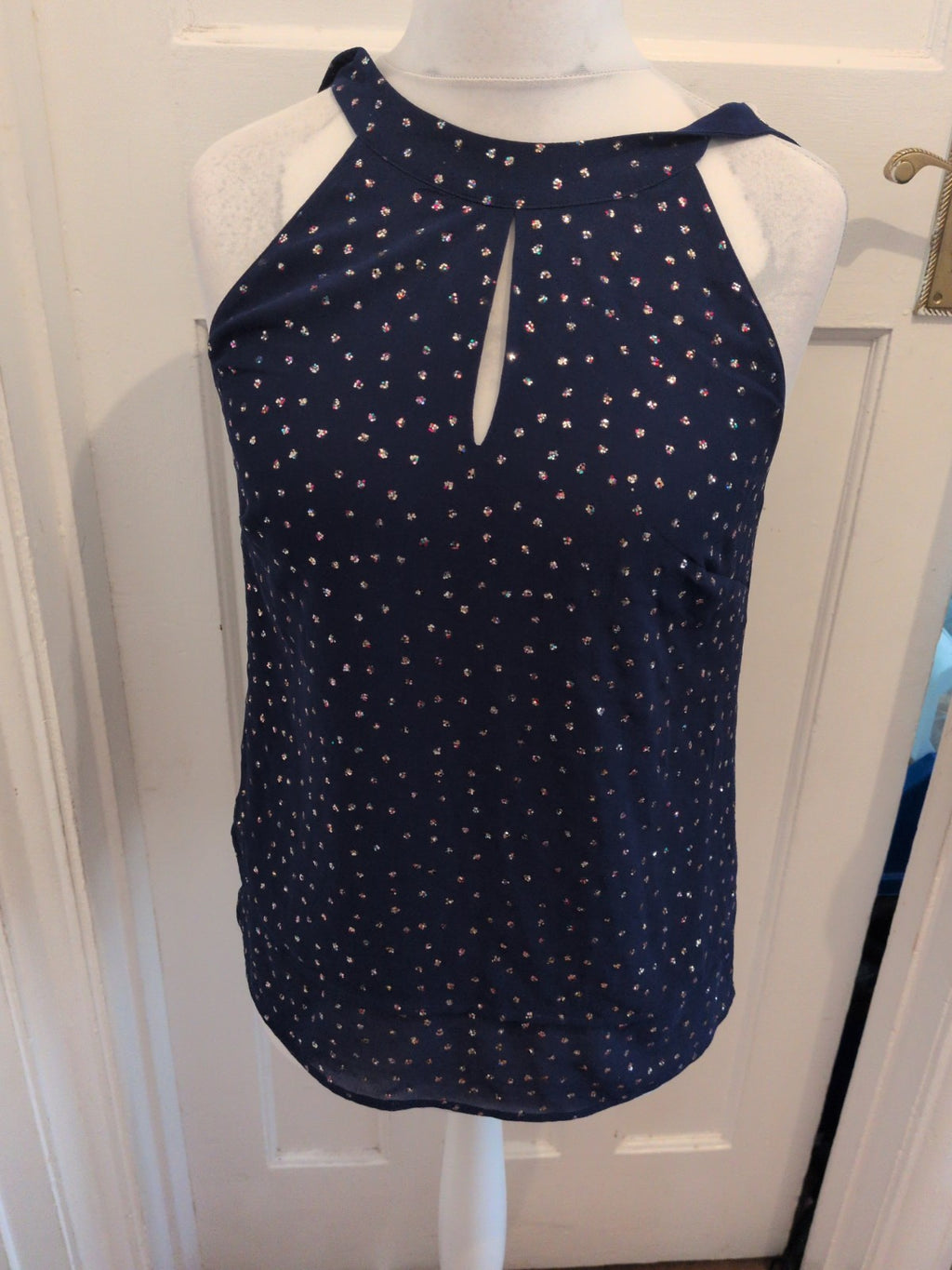 Oasis 14 Royal Blue With Diamanté Sleeveless Blouse