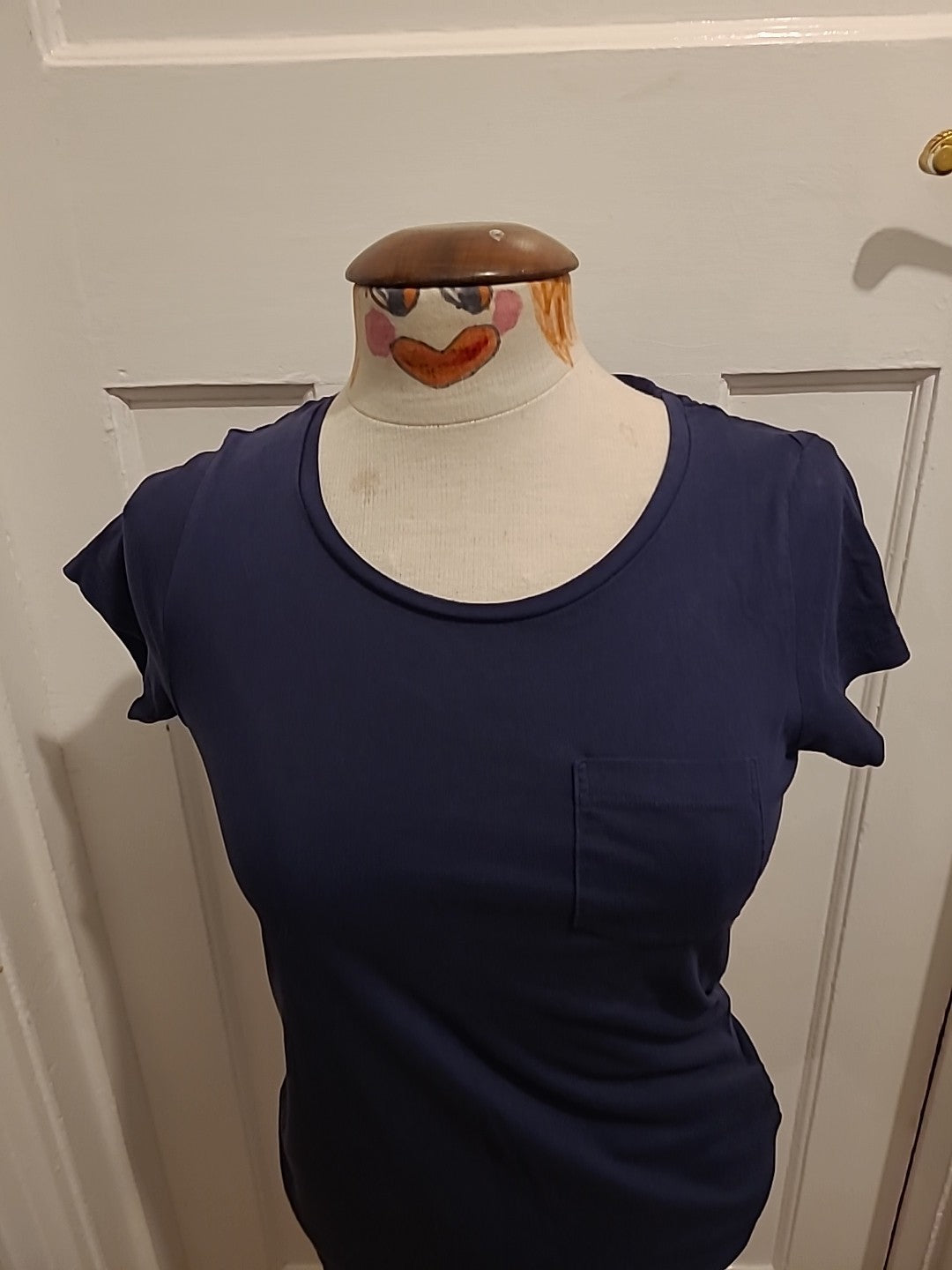 Ladies F&F Size 6 Navy Short Sleeved Pyjama Top