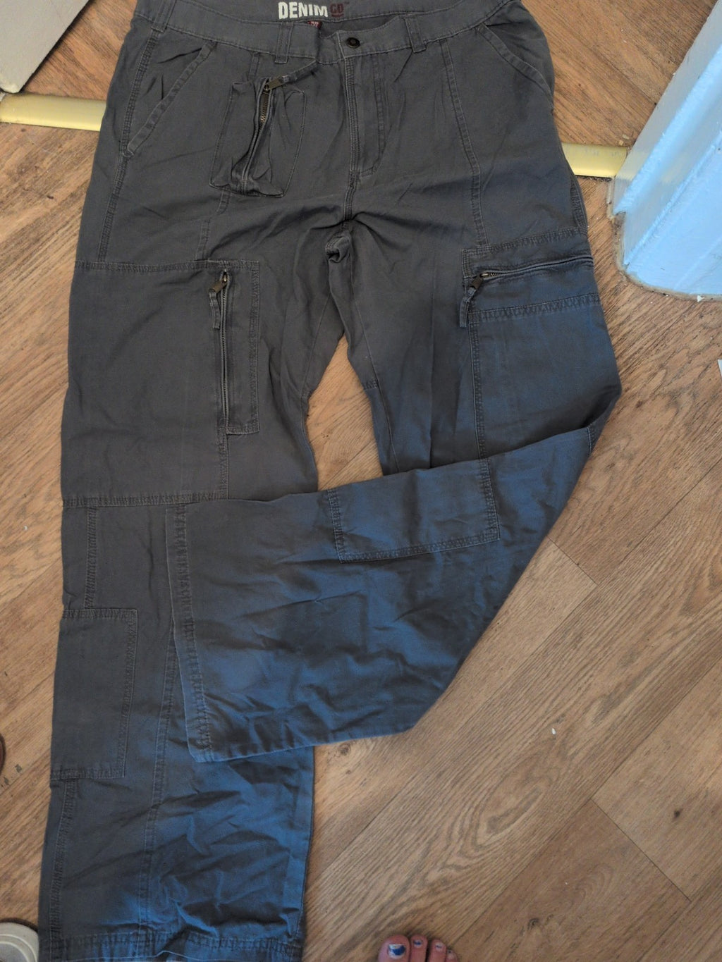 Denim&Co 36/32 Grey Cargo Trousers