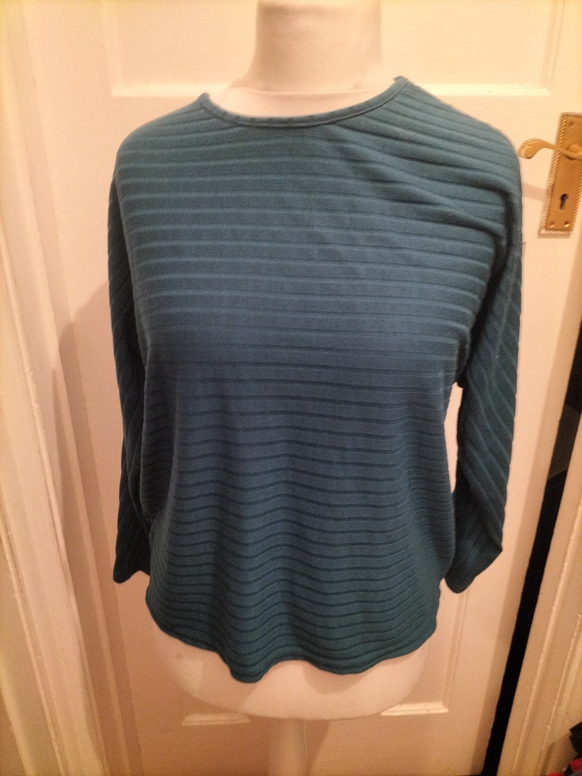 Peacocks 12 Teal Brush Rib Long Sleeve Blouse