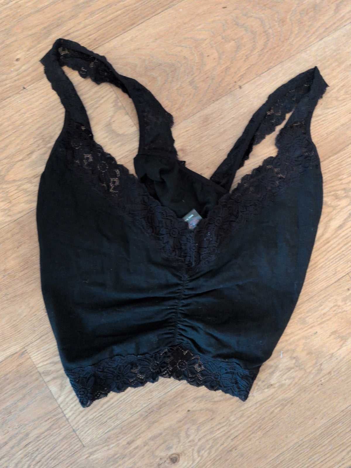 Pretty Secrets 32/34 Black Cross Cross Strap Pyjama Top