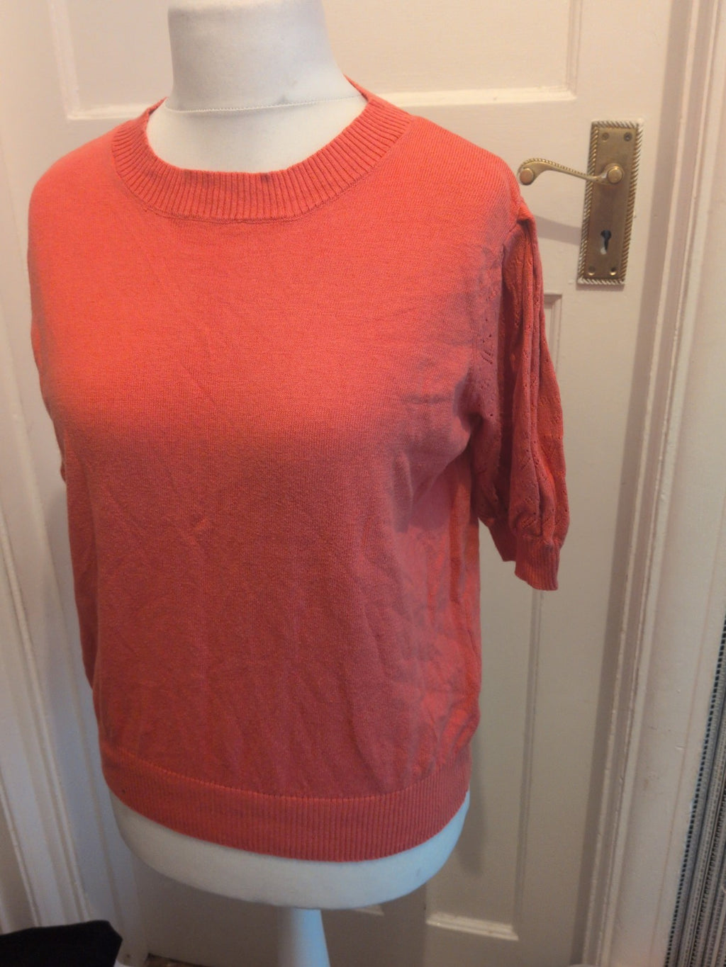 Tu 18 Coral Short Patterned Sleeve Blouse