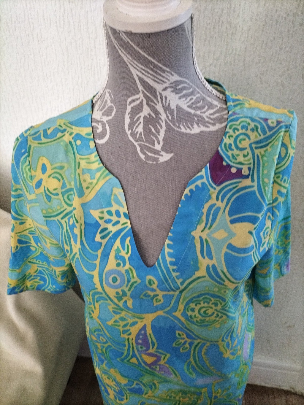 Ladies Size Small Yellow And Blue Short Dress