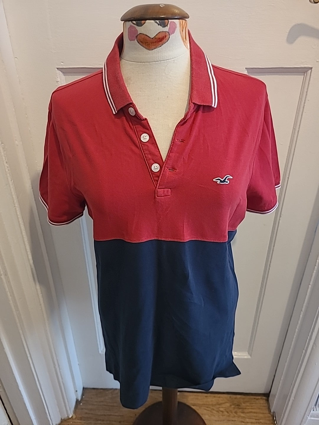Mens Hollister Size Medium Epic Flex Stretch Red Navy Polo
