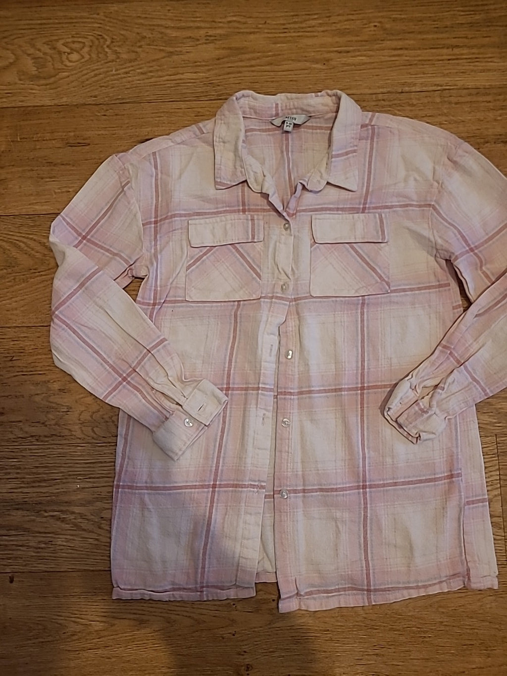 Girls Miss Evie Age 9-10 Years Pink Check Long Sleeved Pyjama Top
