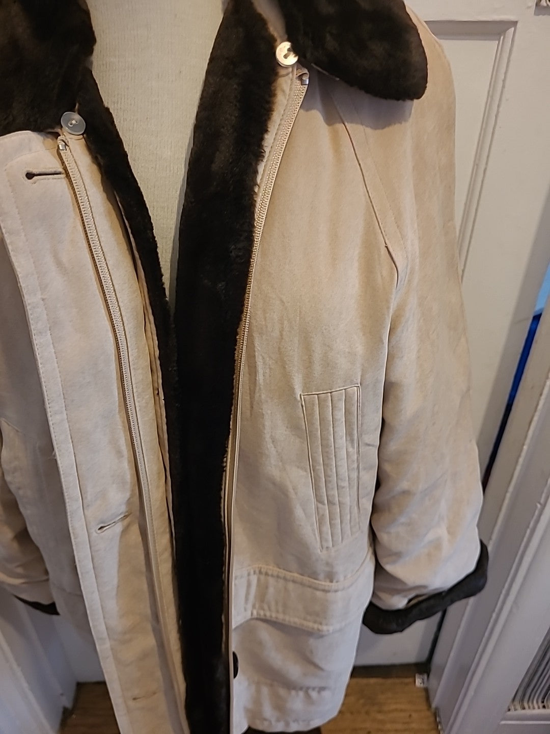 Ladies Ensign Size L/XL Beige Faux Fur Coat