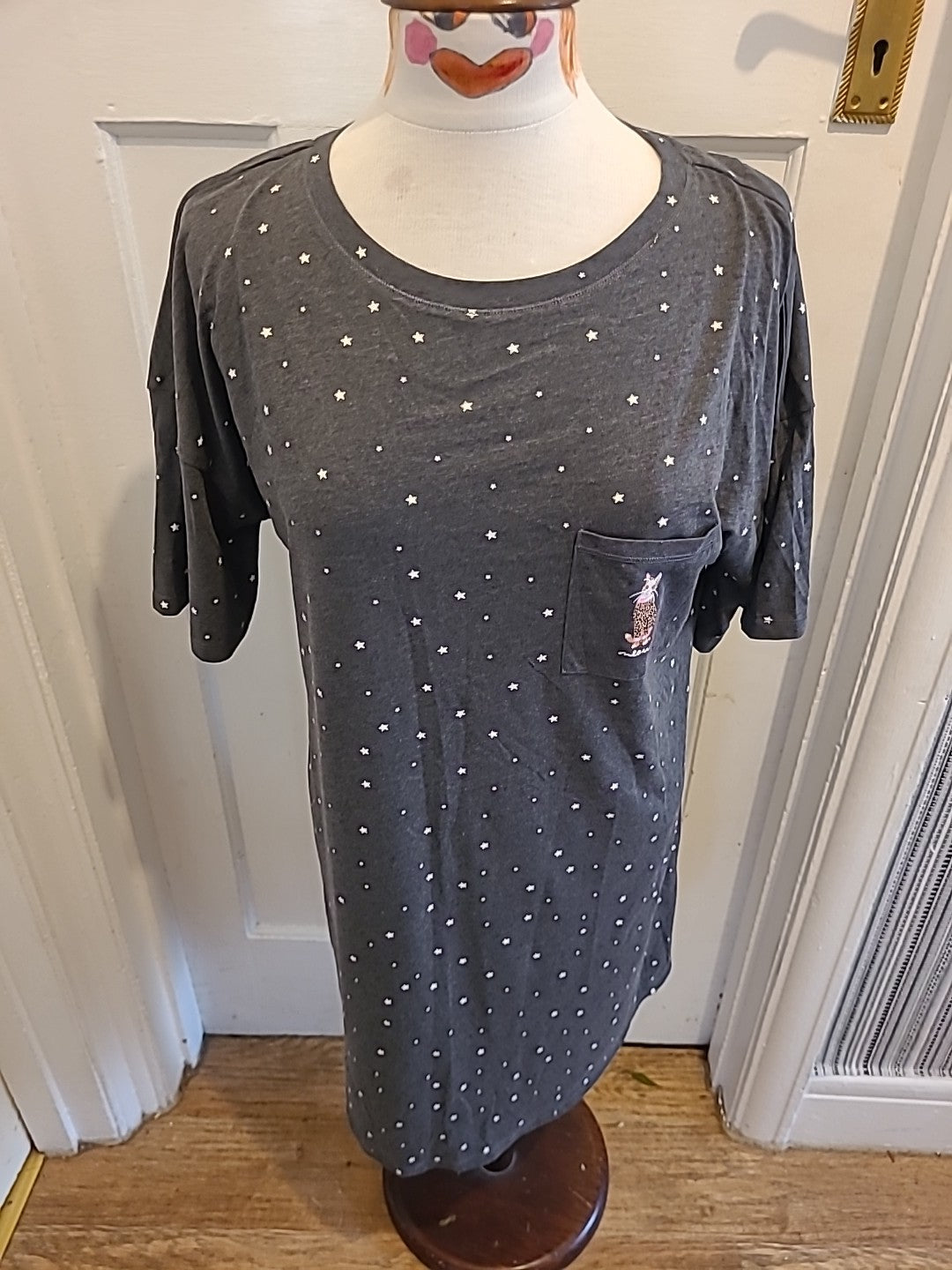 Ladies Day Dreams Size 12 Grey Stat Design Short Sleeved Nightwear