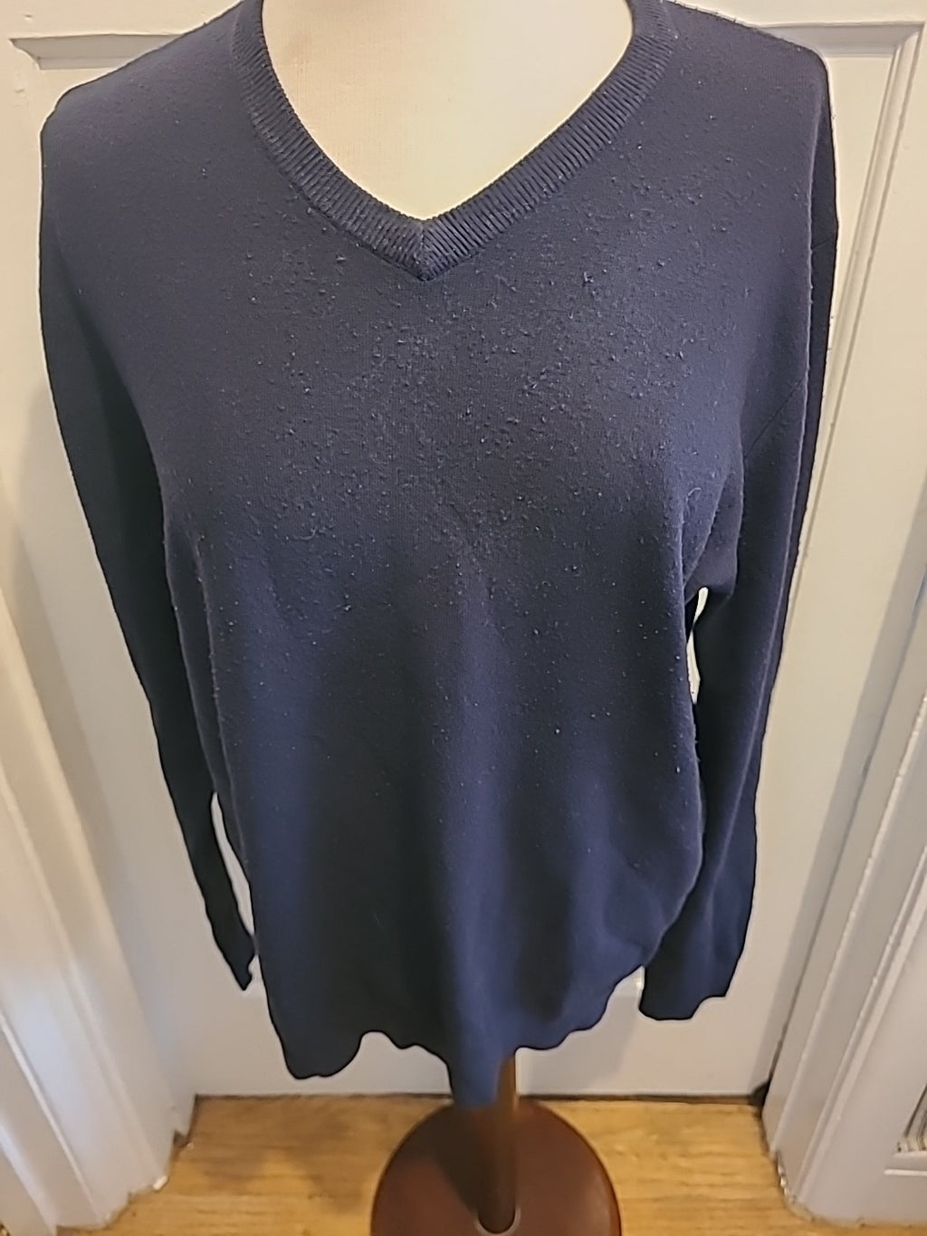 Mens Atlantic Bay Size Large Navy V Neck Pullover Jumper